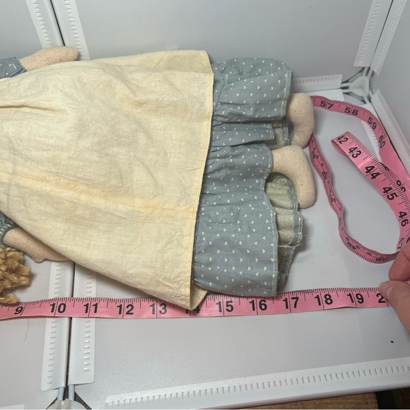 VTG Rare Primitive Handmade 90s Rag Doll #4 Jute Hair Folk Art Signed SW Artist - Picture 5 of 7